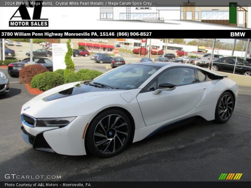 Crystal White Pearl Metallic / Mega Carum Spice Grey 2014 BMW i8 Mega World