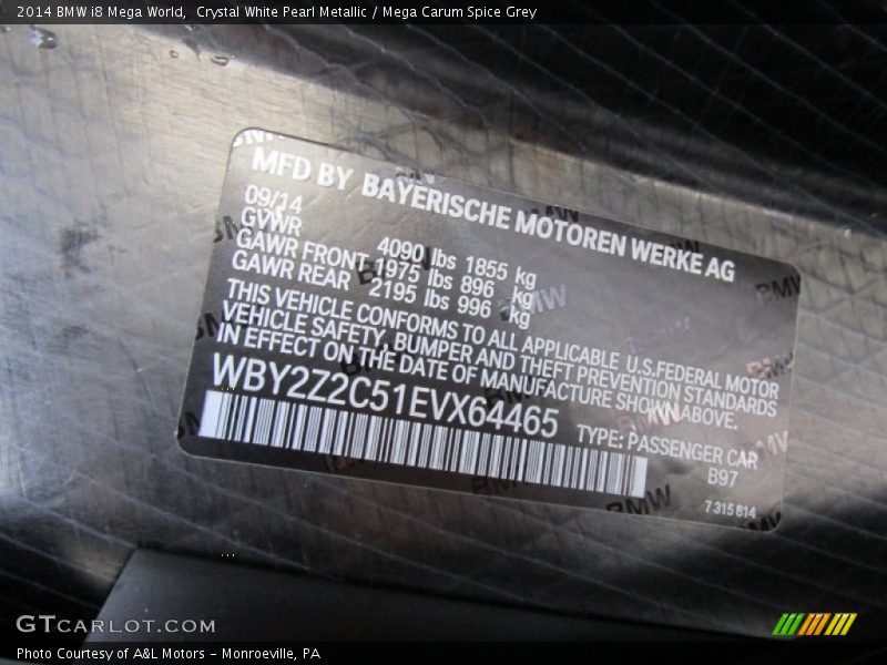 2014 i8 Mega World Crystal White Pearl Metallic Color Code B97