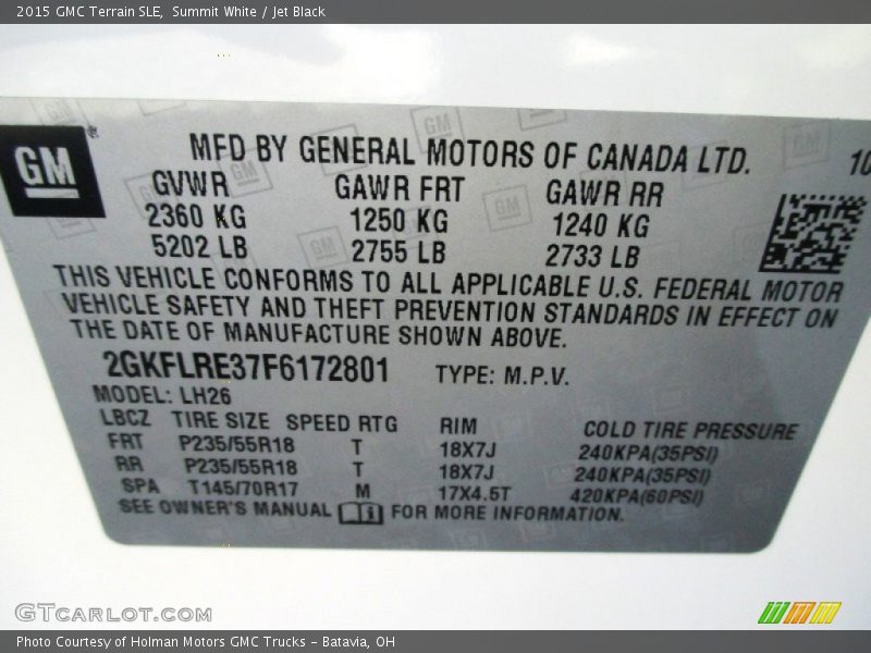 Summit White / Jet Black 2015 GMC Terrain SLE