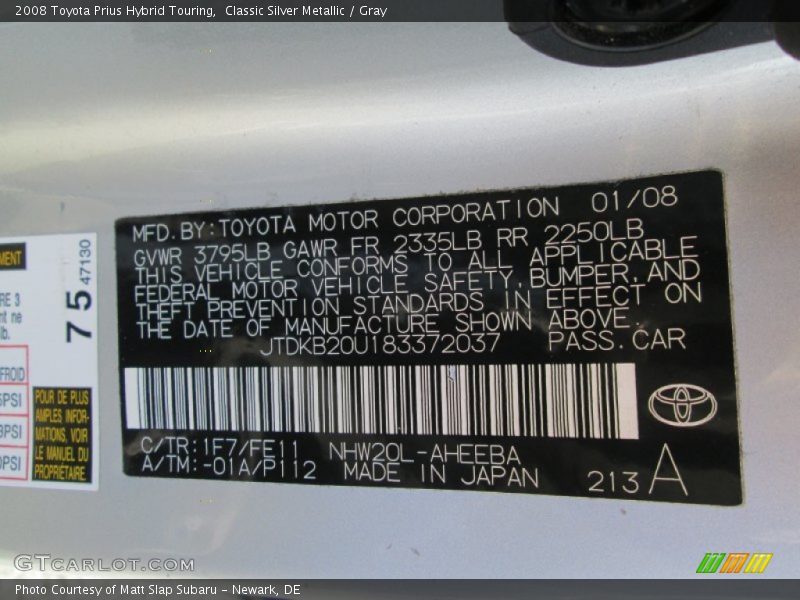 Classic Silver Metallic / Gray 2008 Toyota Prius Hybrid Touring