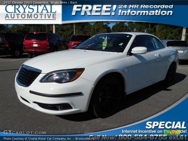 Bright White / Black 2012 Chrysler 200 S Convertible