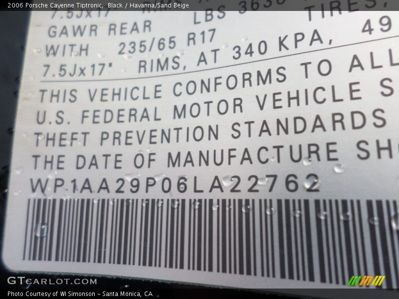 Black / Havanna/Sand Beige 2006 Porsche Cayenne Tiptronic