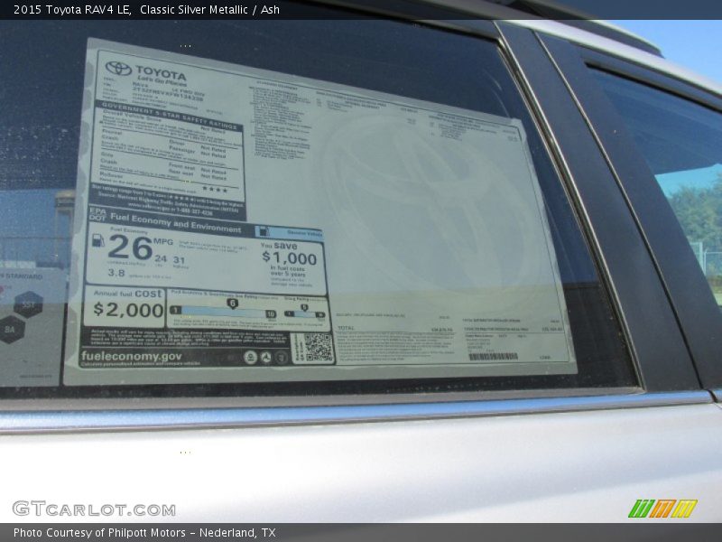 Classic Silver Metallic / Ash 2015 Toyota RAV4 LE