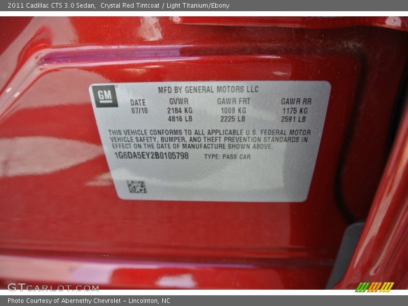 Crystal Red Tintcoat / Light Titanium/Ebony 2011 Cadillac CTS 3.0 Sedan