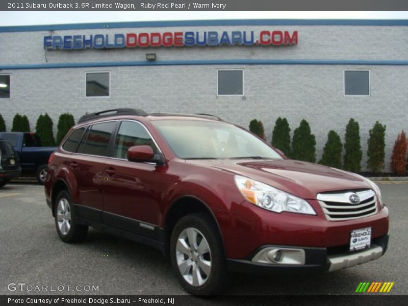 Ruby Red Pearl / Warm Ivory 2011 Subaru Outback 3.6R Limited Wagon