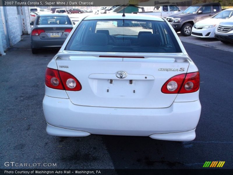 Super White / Dark Charcoal 2007 Toyota Corolla S
