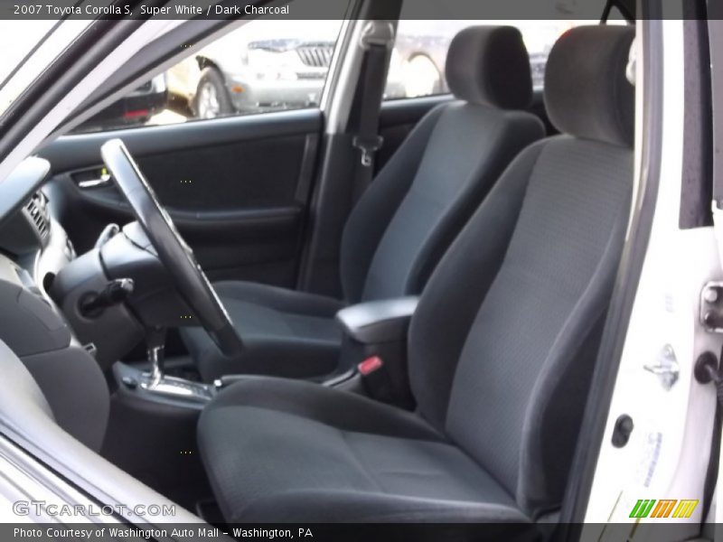 Super White / Dark Charcoal 2007 Toyota Corolla S