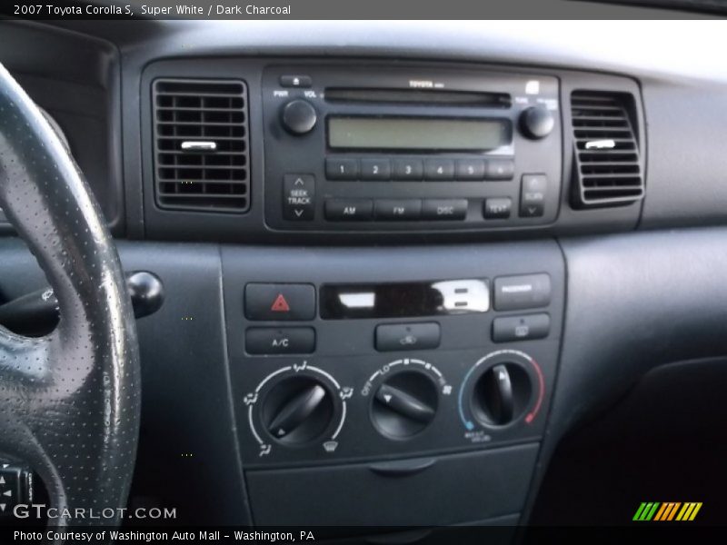 Super White / Dark Charcoal 2007 Toyota Corolla S