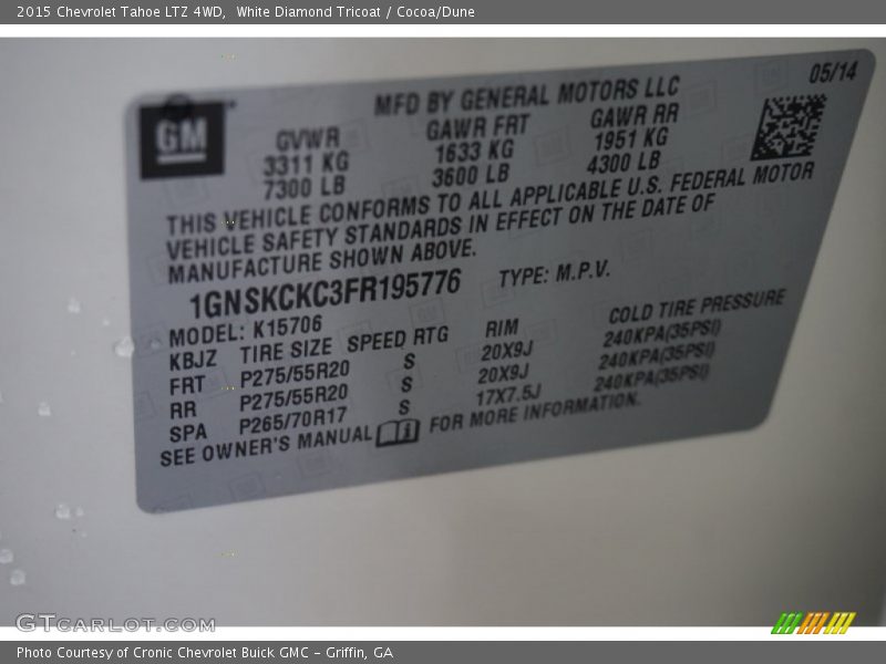 White Diamond Tricoat / Cocoa/Dune 2015 Chevrolet Tahoe LTZ 4WD