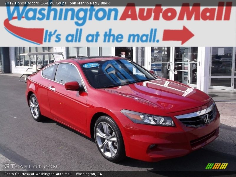 San Marino Red / Black 2012 Honda Accord EX-L V6 Coupe