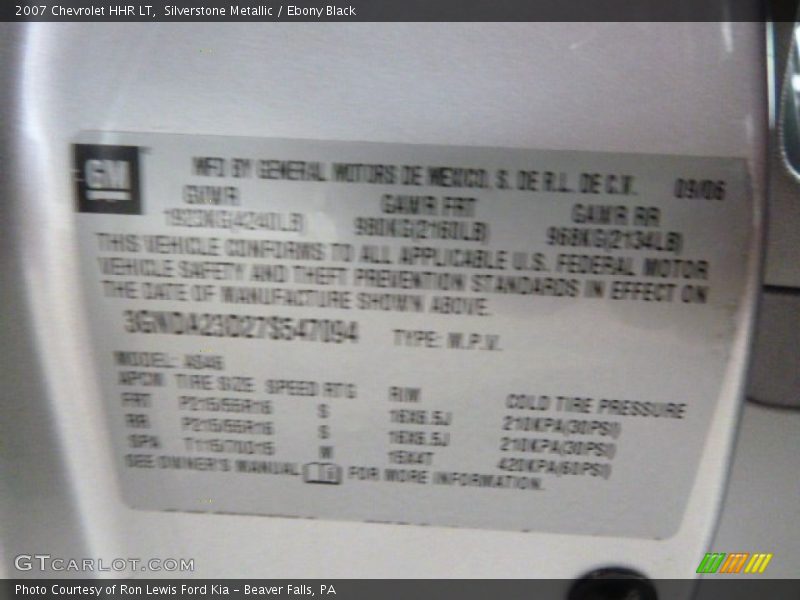 Silverstone Metallic / Ebony Black 2007 Chevrolet HHR LT
