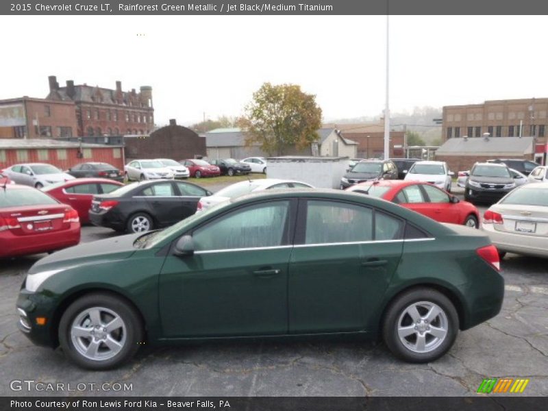 Rainforest Green Metallic / Jet Black/Medium Titanium 2015 Chevrolet Cruze LT