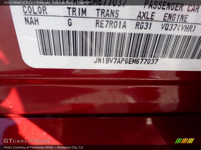 Venetian Ruby / Graphite 2014 Infiniti Q 50 3.7 Premium
