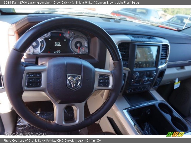 Bright White / Canyon Brown/Light Frost Beige 2014 Ram 1500 Laramie Longhorn Crew Cab 4x4