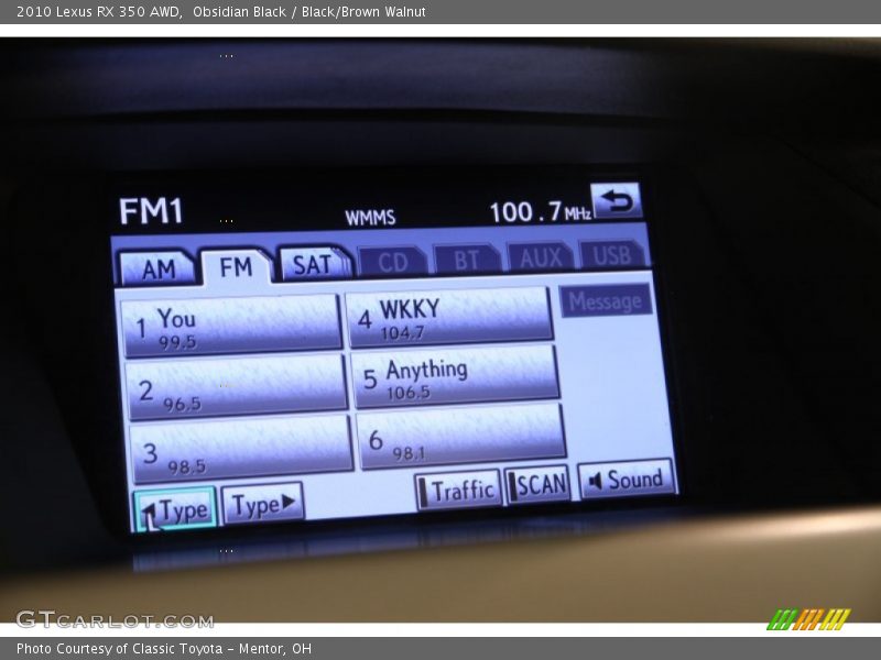 Obsidian Black / Black/Brown Walnut 2010 Lexus RX 350 AWD