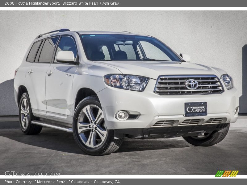 Blizzard White Pearl / Ash Gray 2008 Toyota Highlander Sport