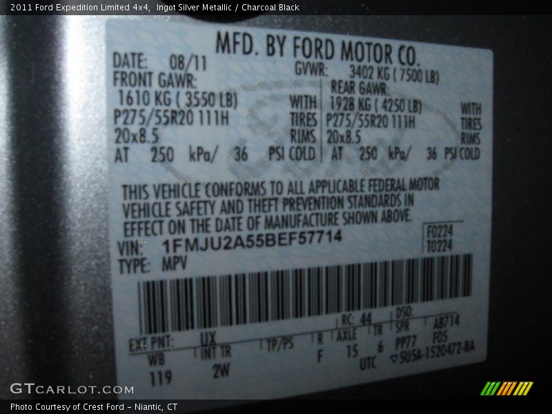 Ingot Silver Metallic / Charcoal Black 2011 Ford Expedition Limited 4x4