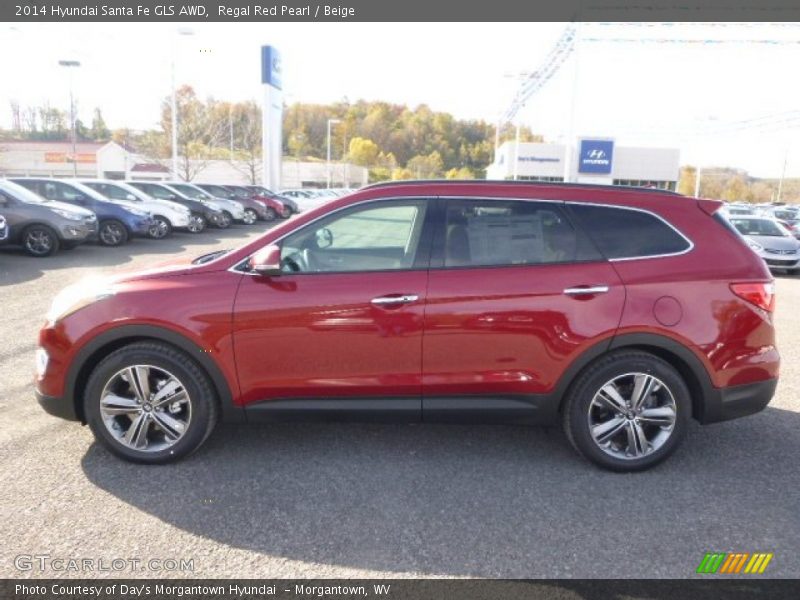 Regal Red Pearl / Beige 2014 Hyundai Santa Fe GLS AWD