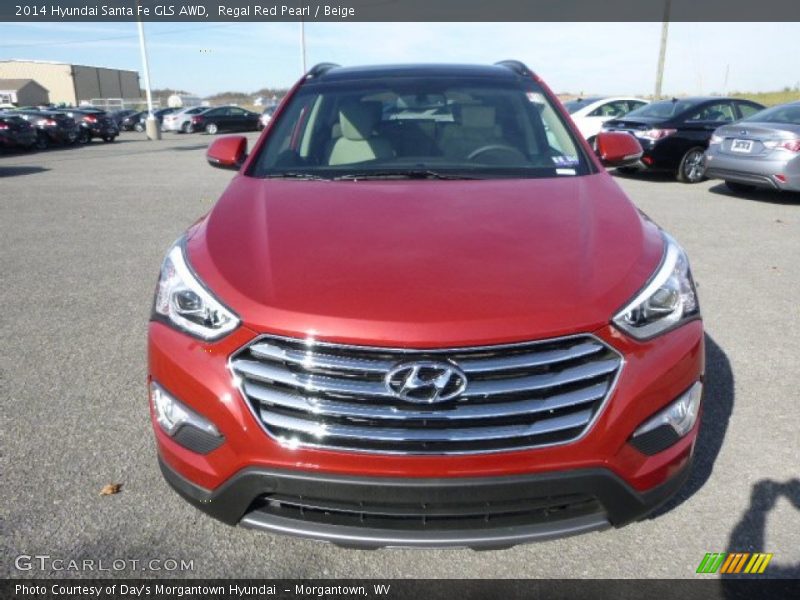 Regal Red Pearl / Beige 2014 Hyundai Santa Fe GLS AWD