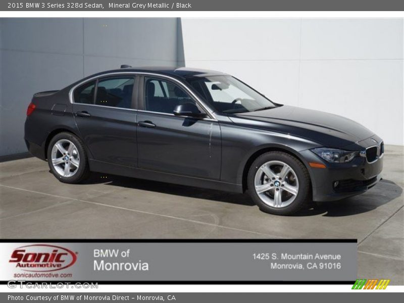 Mineral Grey Metallic / Black 2015 BMW 3 Series 328d Sedan
