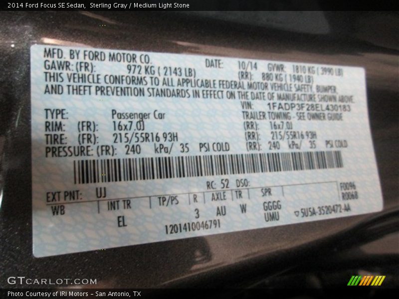 Sterling Gray / Medium Light Stone 2014 Ford Focus SE Sedan
