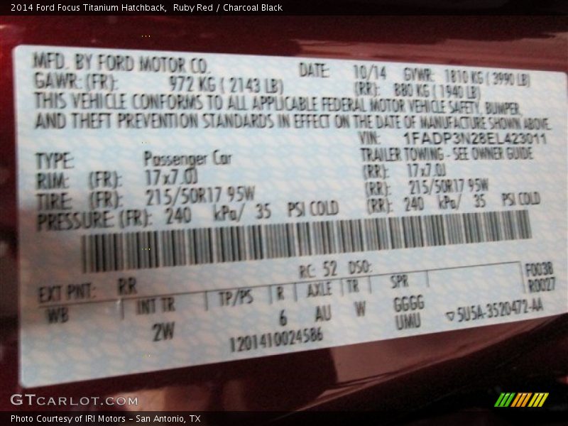Ruby Red / Charcoal Black 2014 Ford Focus Titanium Hatchback