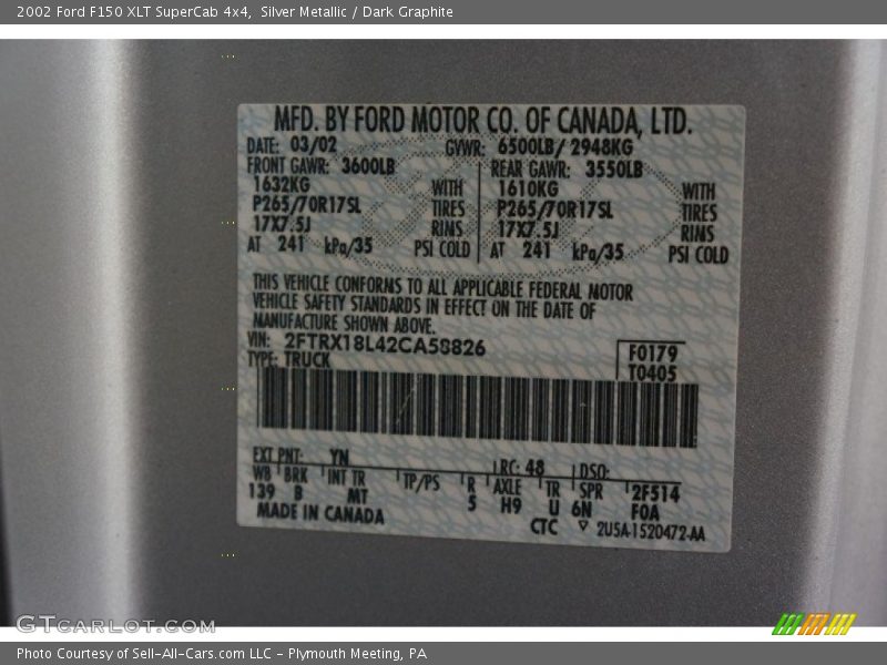 Silver Metallic / Dark Graphite 2002 Ford F150 XLT SuperCab 4x4