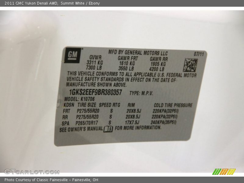Summit White / Ebony 2011 GMC Yukon Denali AWD