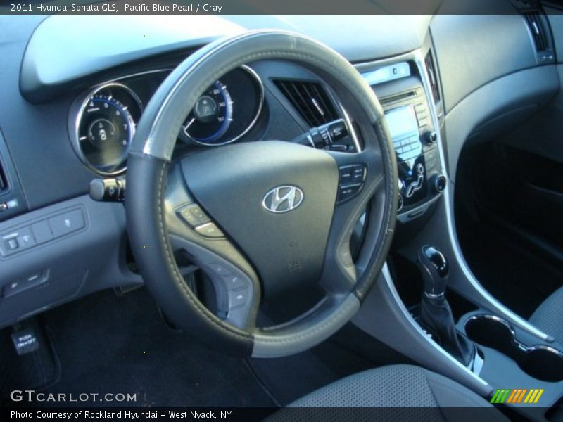 Pacific Blue Pearl / Gray 2011 Hyundai Sonata GLS