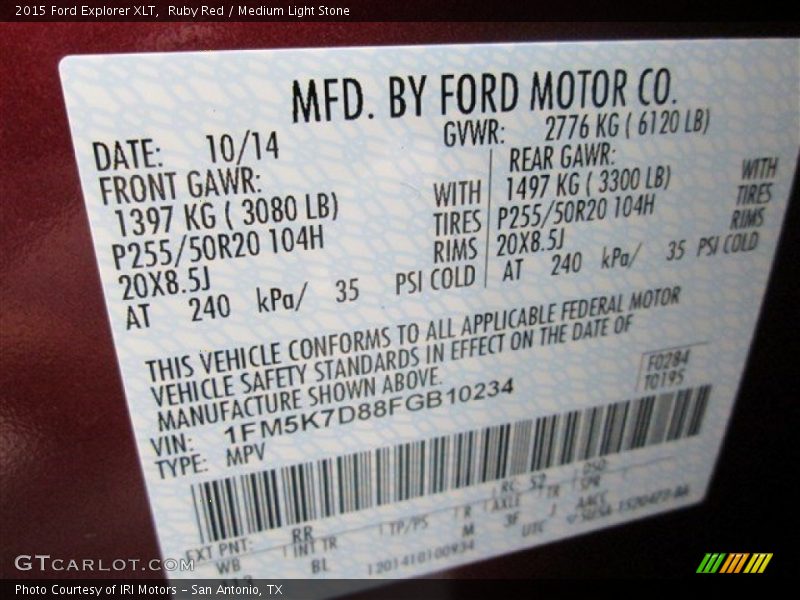 Ruby Red / Medium Light Stone 2015 Ford Explorer XLT