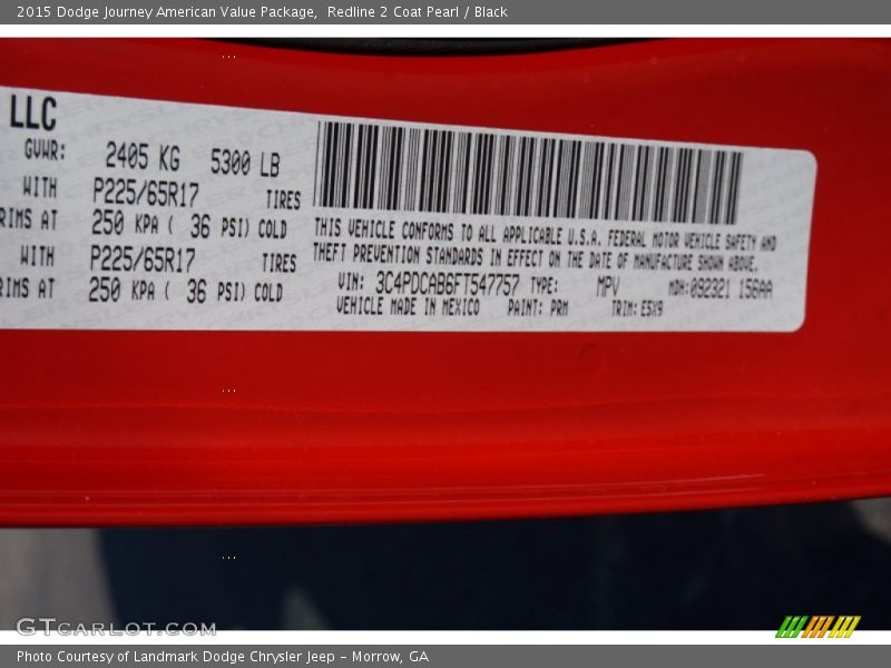 Redline 2 Coat Pearl / Black 2015 Dodge Journey American Value Package