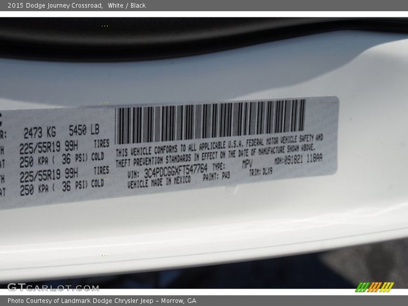 White / Black 2015 Dodge Journey Crossroad