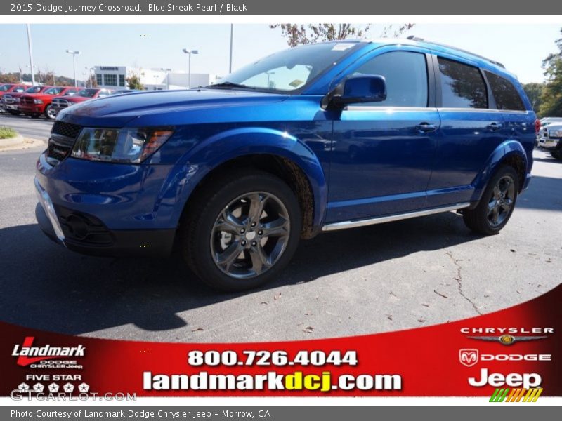 Blue Streak Pearl / Black 2015 Dodge Journey Crossroad