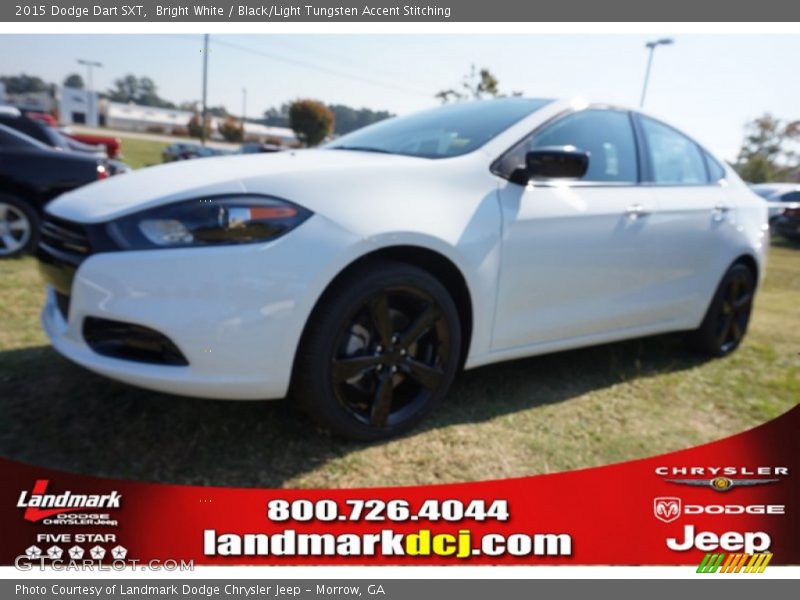 Bright White / Black/Light Tungsten Accent Stitching 2015 Dodge Dart SXT