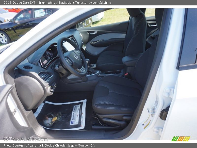 Bright White / Black/Light Tungsten Accent Stitching 2015 Dodge Dart SXT