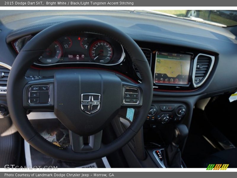 Bright White / Black/Light Tungsten Accent Stitching 2015 Dodge Dart SXT