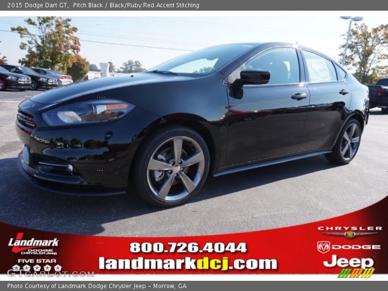 Pitch Black / Black/Ruby Red Accent Stitching 2015 Dodge Dart GT