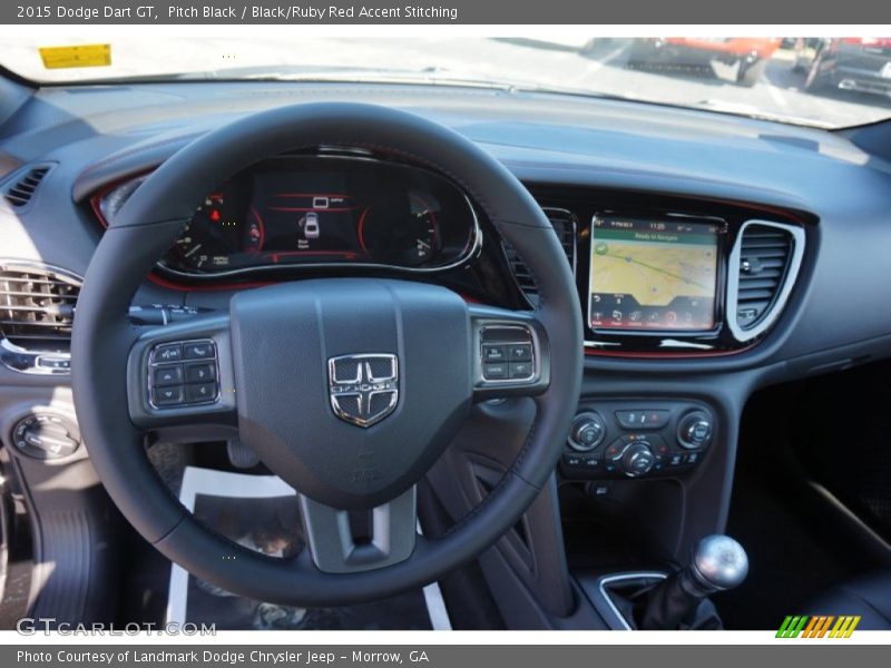 Pitch Black / Black/Ruby Red Accent Stitching 2015 Dodge Dart GT