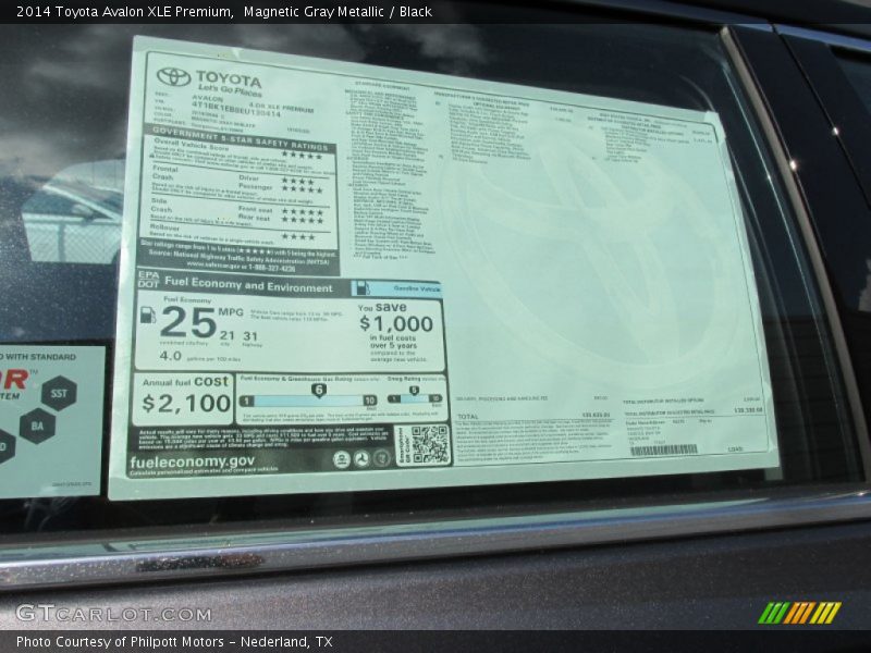 Magnetic Gray Metallic / Black 2014 Toyota Avalon XLE Premium