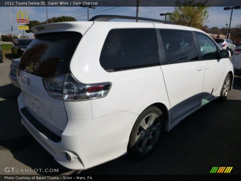 Super White / Dark Charcoal 2012 Toyota Sienna SE