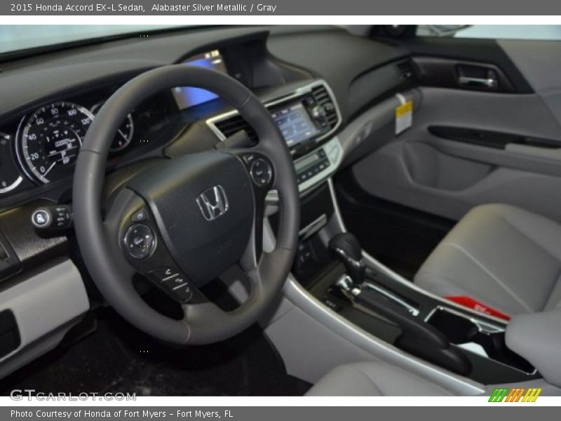 Alabaster Silver Metallic / Gray 2015 Honda Accord EX-L Sedan