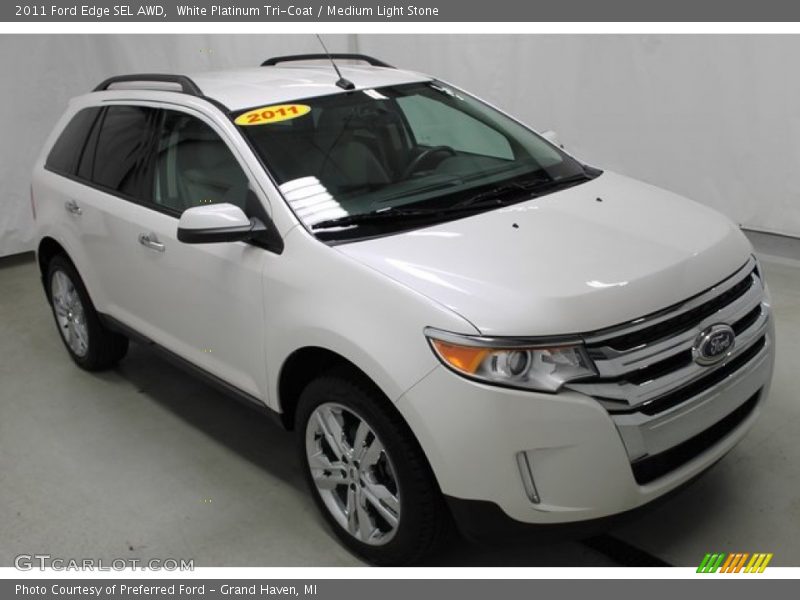 White Platinum Tri-Coat / Medium Light Stone 2011 Ford Edge SEL AWD