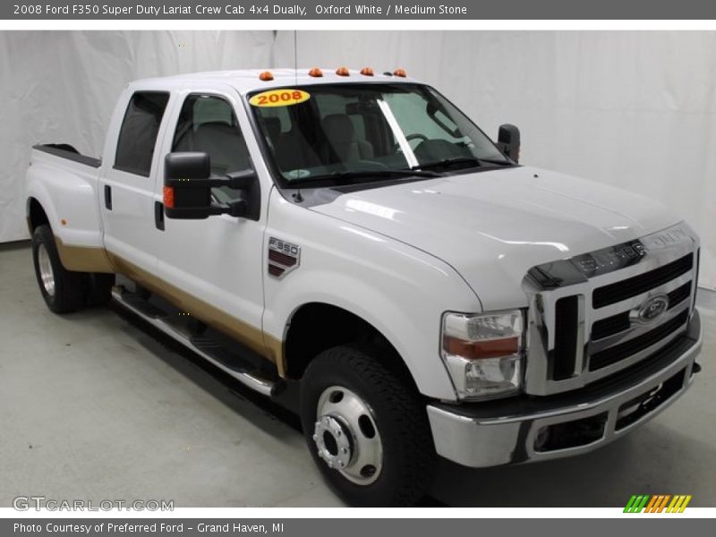 Oxford White / Medium Stone 2008 Ford F350 Super Duty Lariat Crew Cab 4x4 Dually