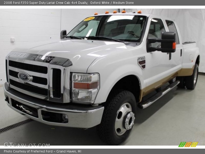 Oxford White / Medium Stone 2008 Ford F350 Super Duty Lariat Crew Cab 4x4 Dually