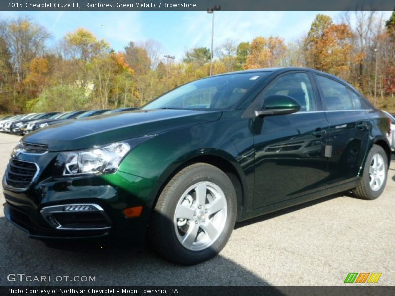 Rainforest Green Metallic / Brownstone 2015 Chevrolet Cruze LT