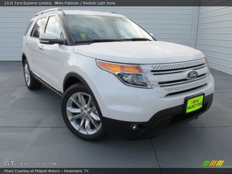 White Platinum / Medium Light Stone 2015 Ford Explorer Limited