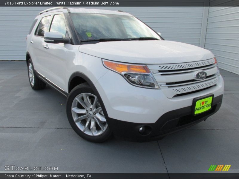 White Platinum / Medium Light Stone 2015 Ford Explorer Limited