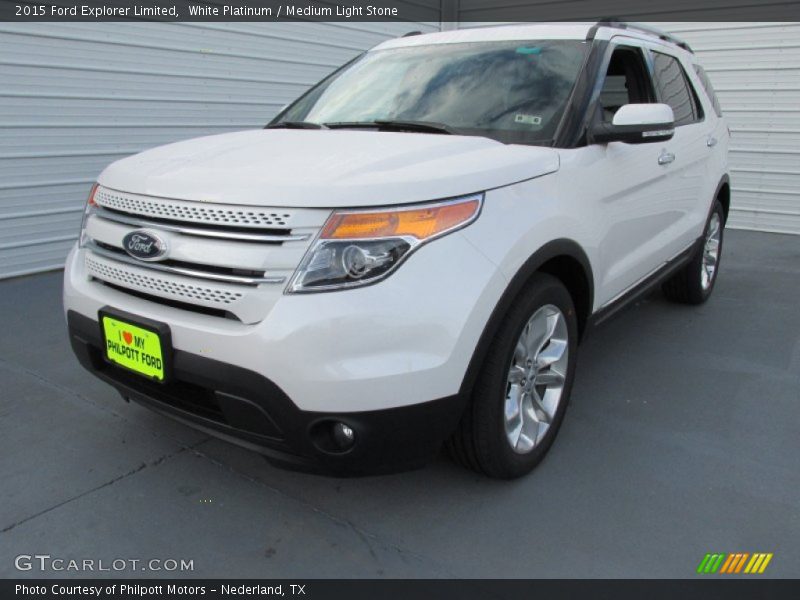 White Platinum / Medium Light Stone 2015 Ford Explorer Limited