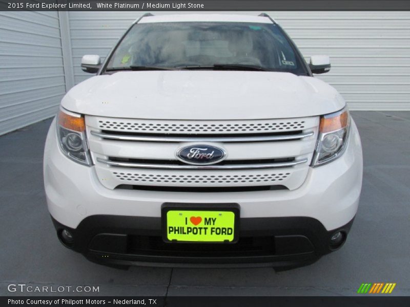 White Platinum / Medium Light Stone 2015 Ford Explorer Limited