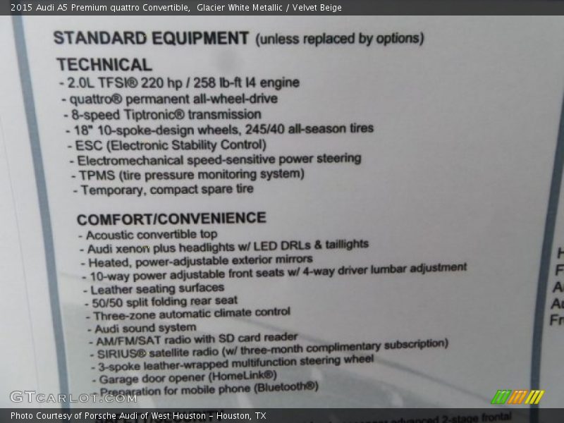 Glacier White Metallic / Velvet Beige 2015 Audi A5 Premium quattro Convertible